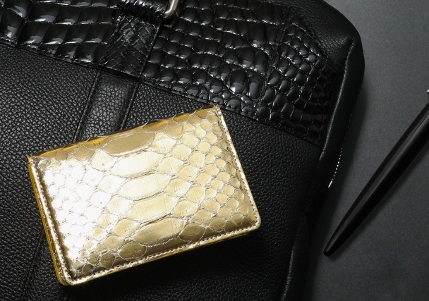 All Gold Python Card Case